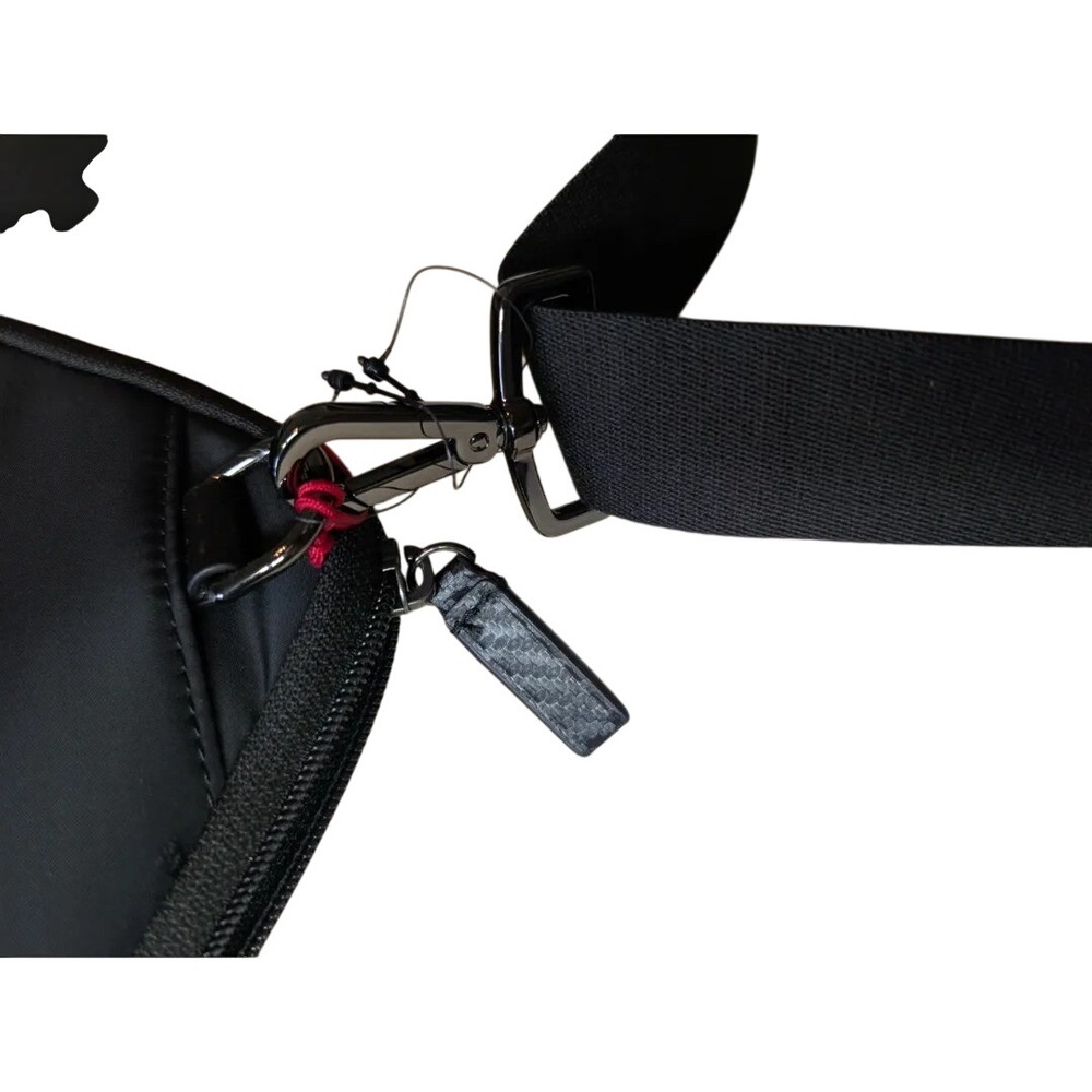 Tumi Mens Black Nylon Crossbody Messenger Bag Carbon Fiber Trim Zip NWT $395 - Picture 7 of 12